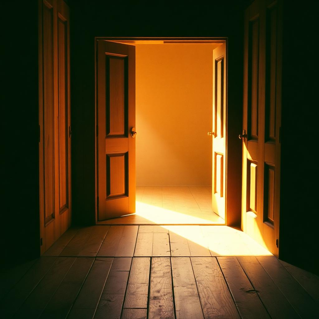 A door open to warm golden light